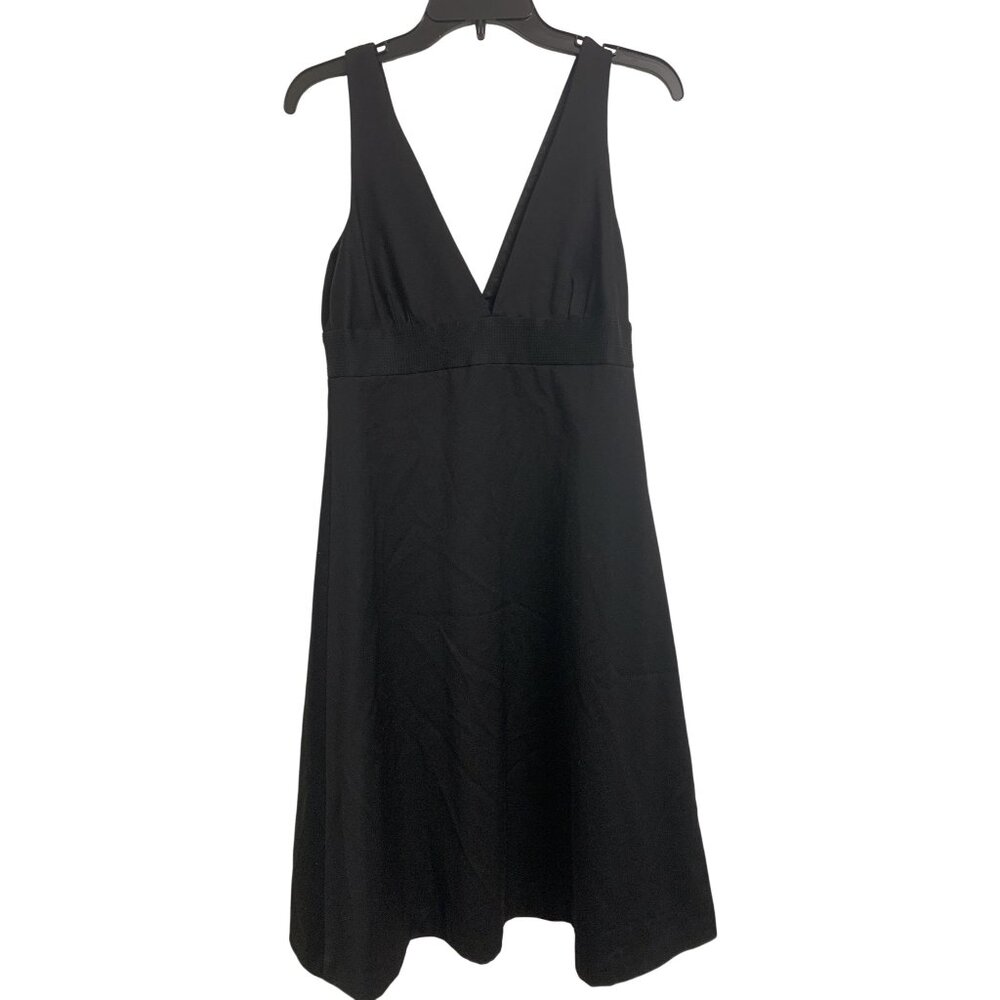 J. Crew 100% Virgin Wool Lined Deep- V‎ Midi Dress Size 8 Black